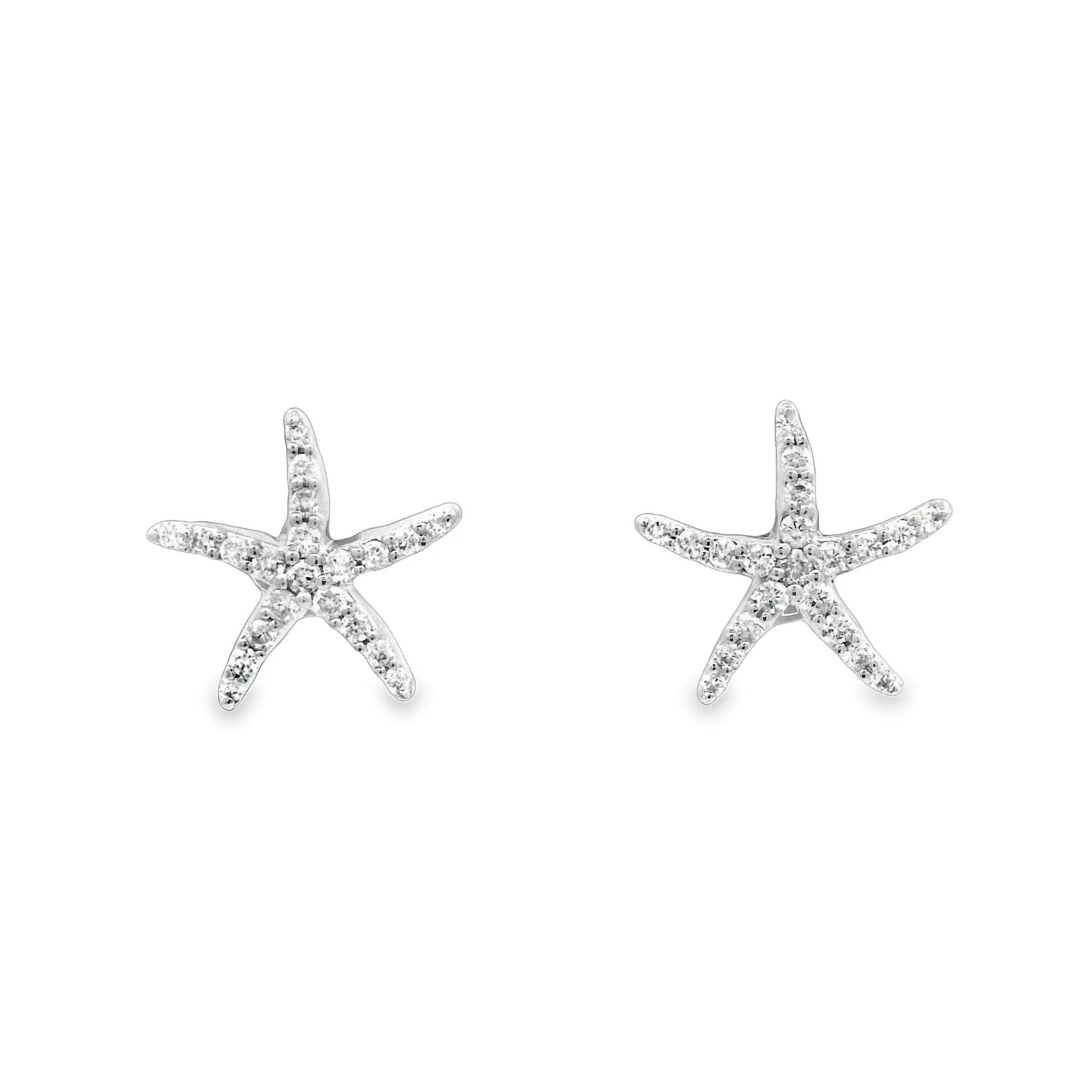 14k White Gold Diamond .25cttw Starfish Post Earrings