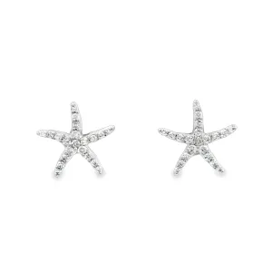 14k White Gold Diamond .25cttw Starfish Post Earrings