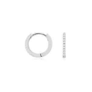 14K White Gold Petit Diamond Hoop Earrings