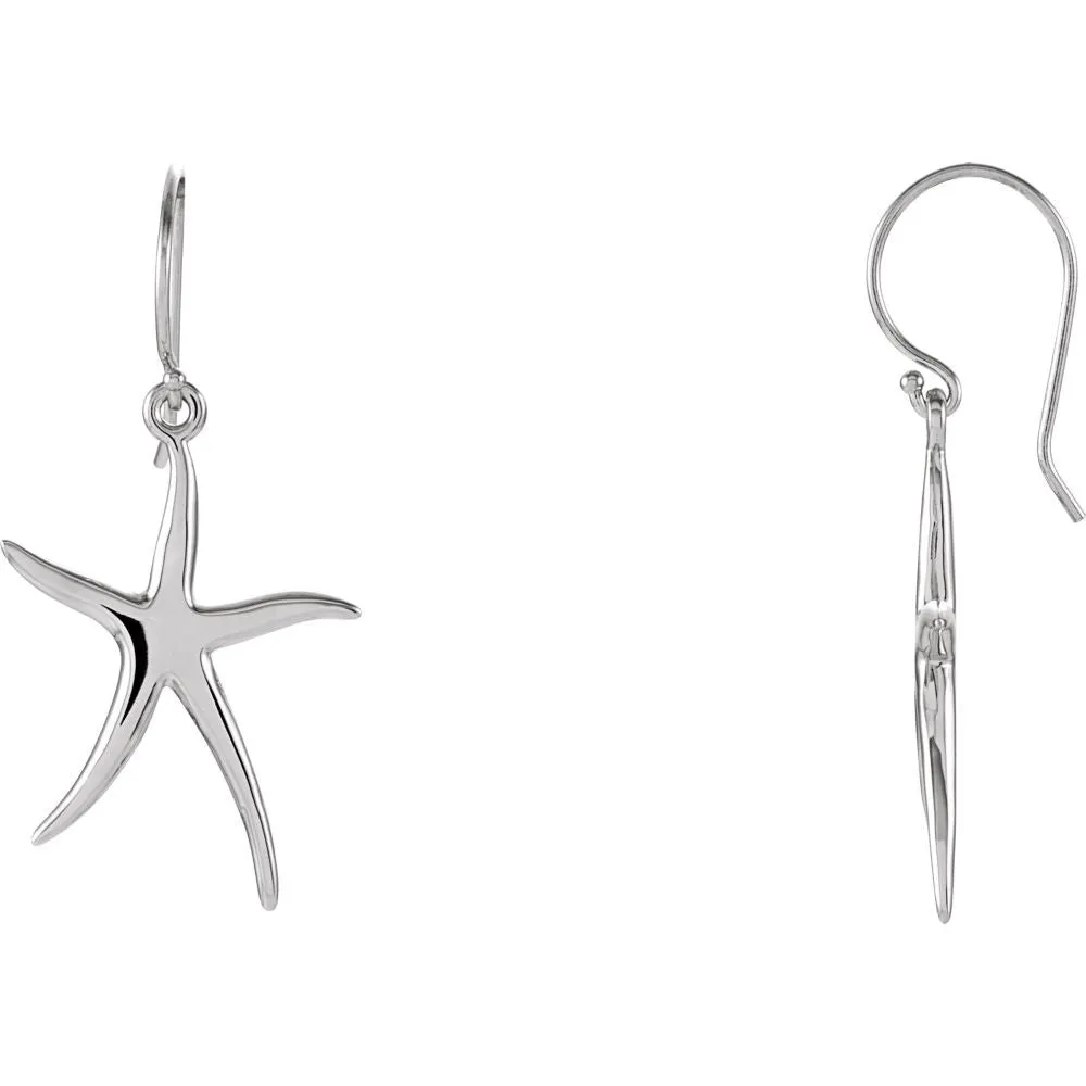 14k White Gold Starfish Earrings