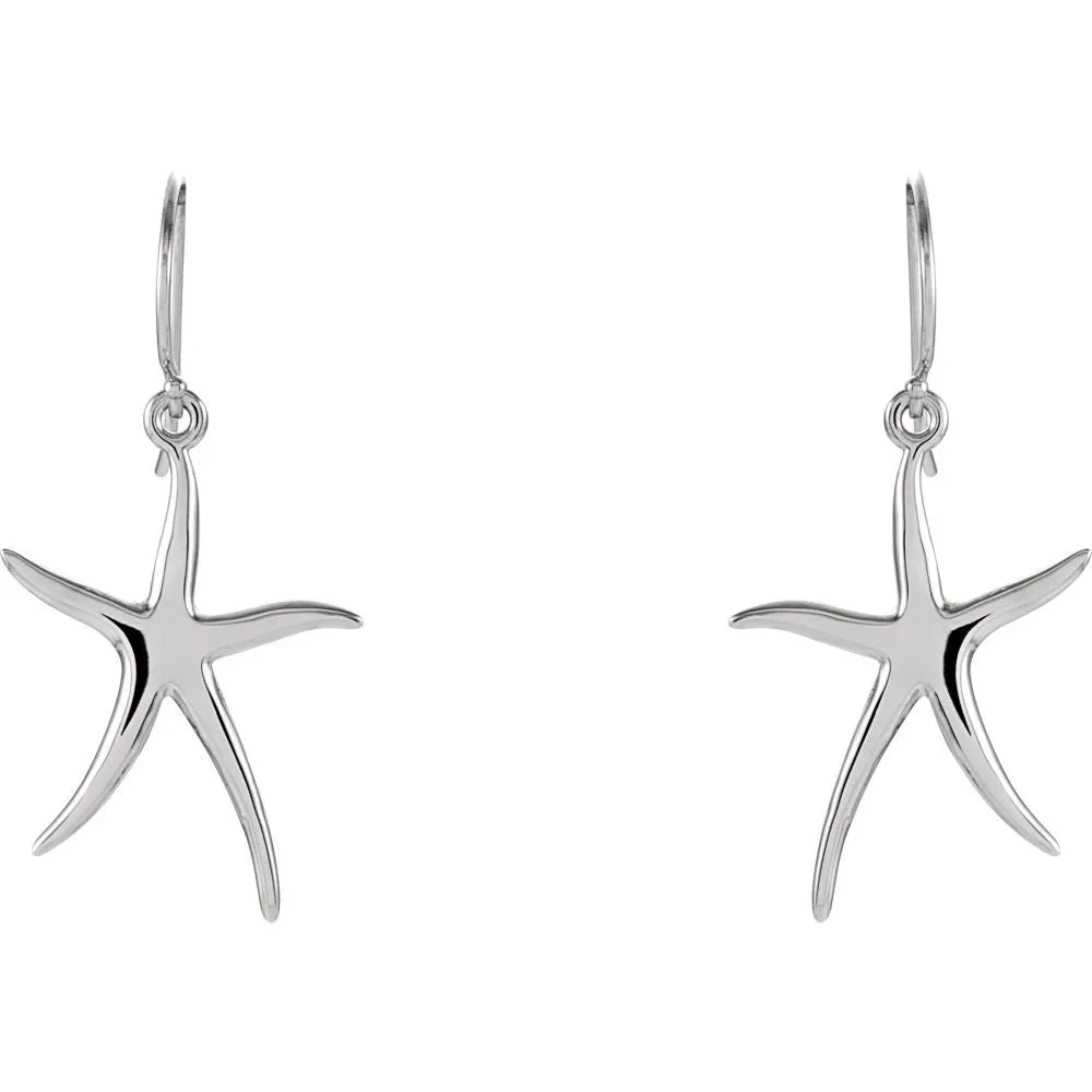 14k White Gold Starfish Earrings