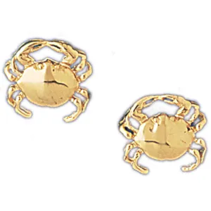 14k Yellow Gold Crab Stud Earrings
