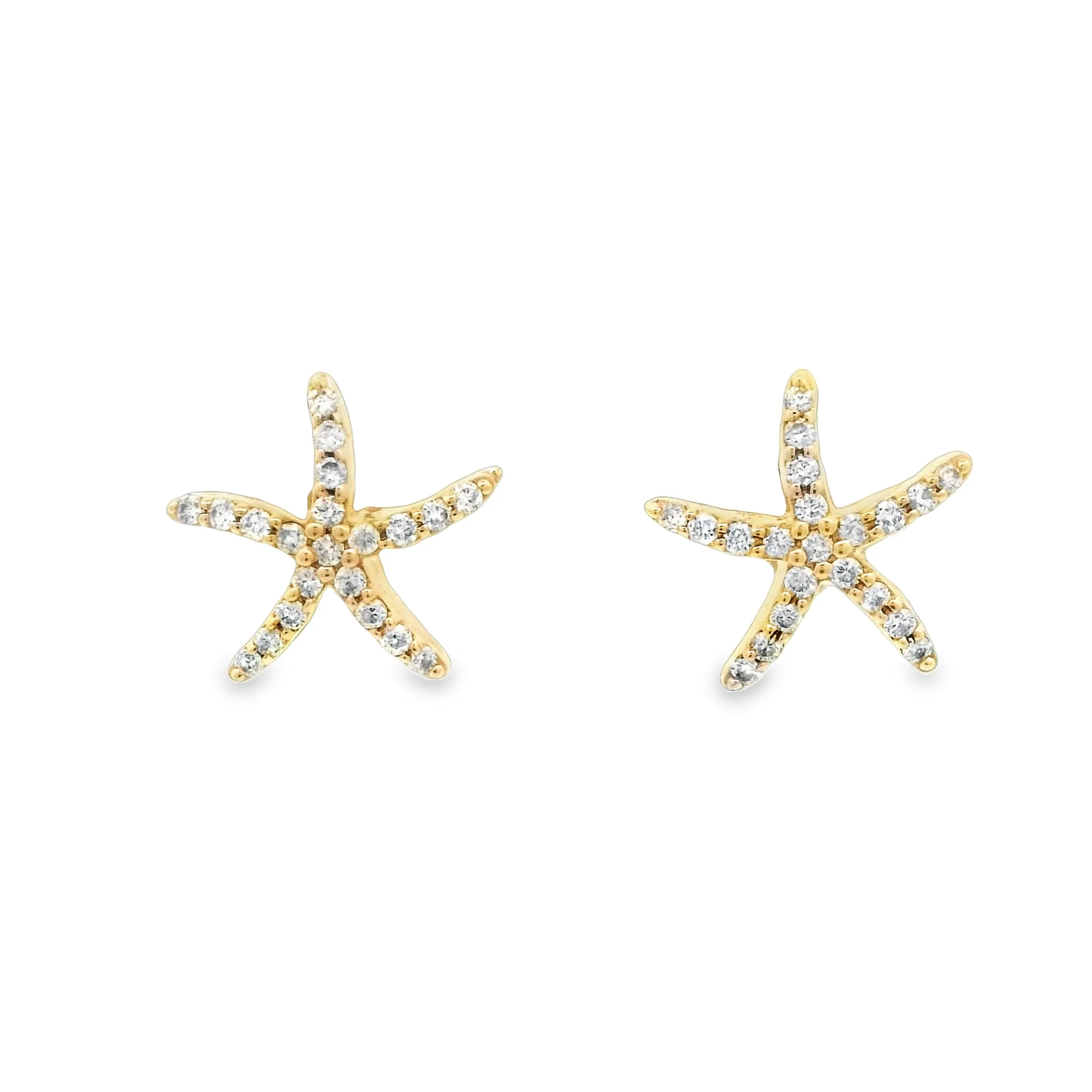 14k Yellow Gold Diamond .25cttw Starfish Post Earrings