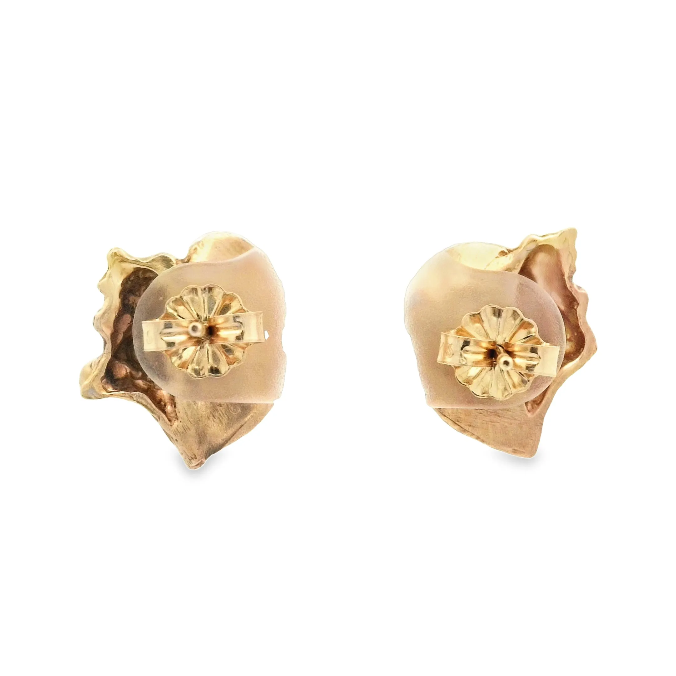 14k Yellow Gold Enamel Conch Post Earrings