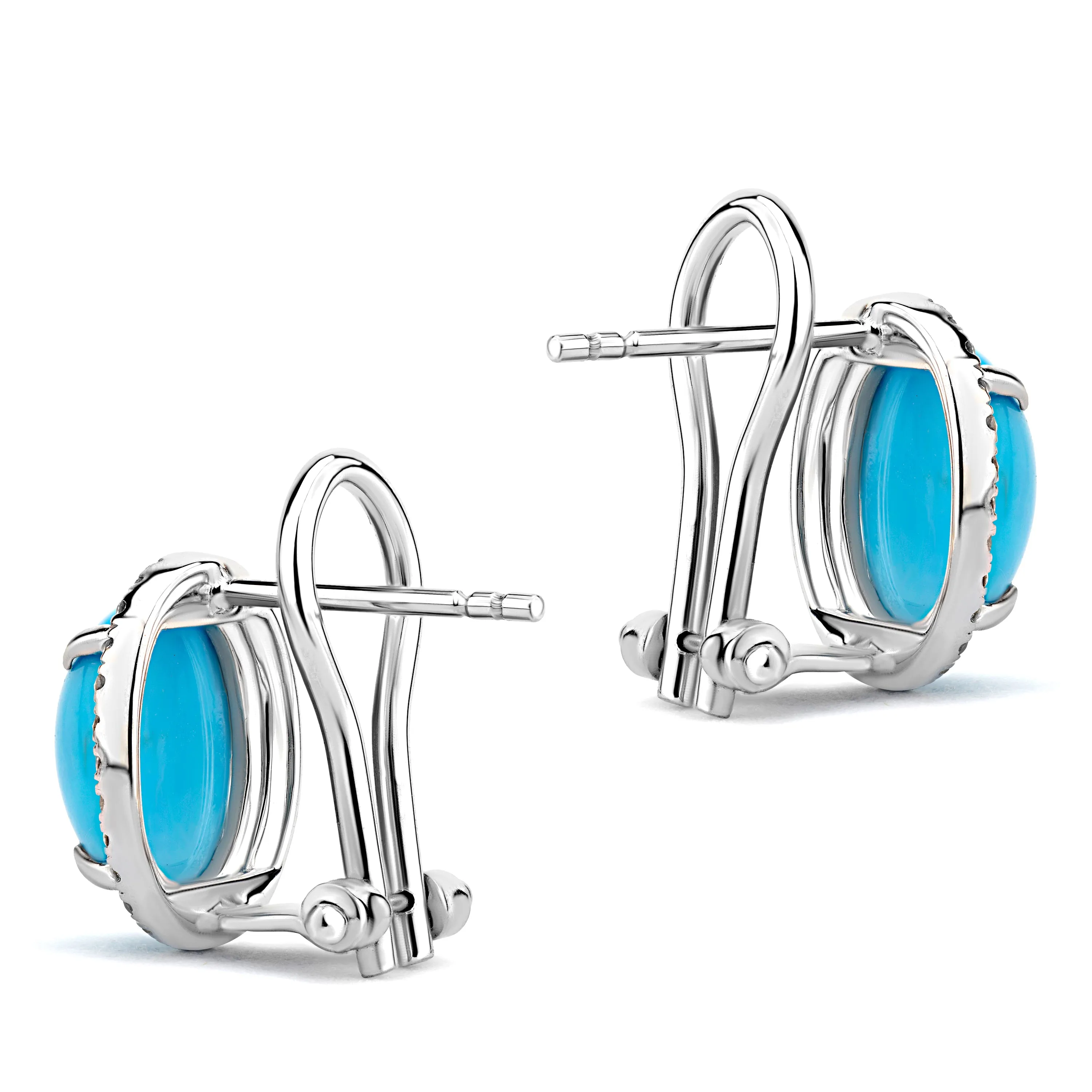 14K Yellow Gold Kimmie Turquoise Earrings with Diamond Halo Setting