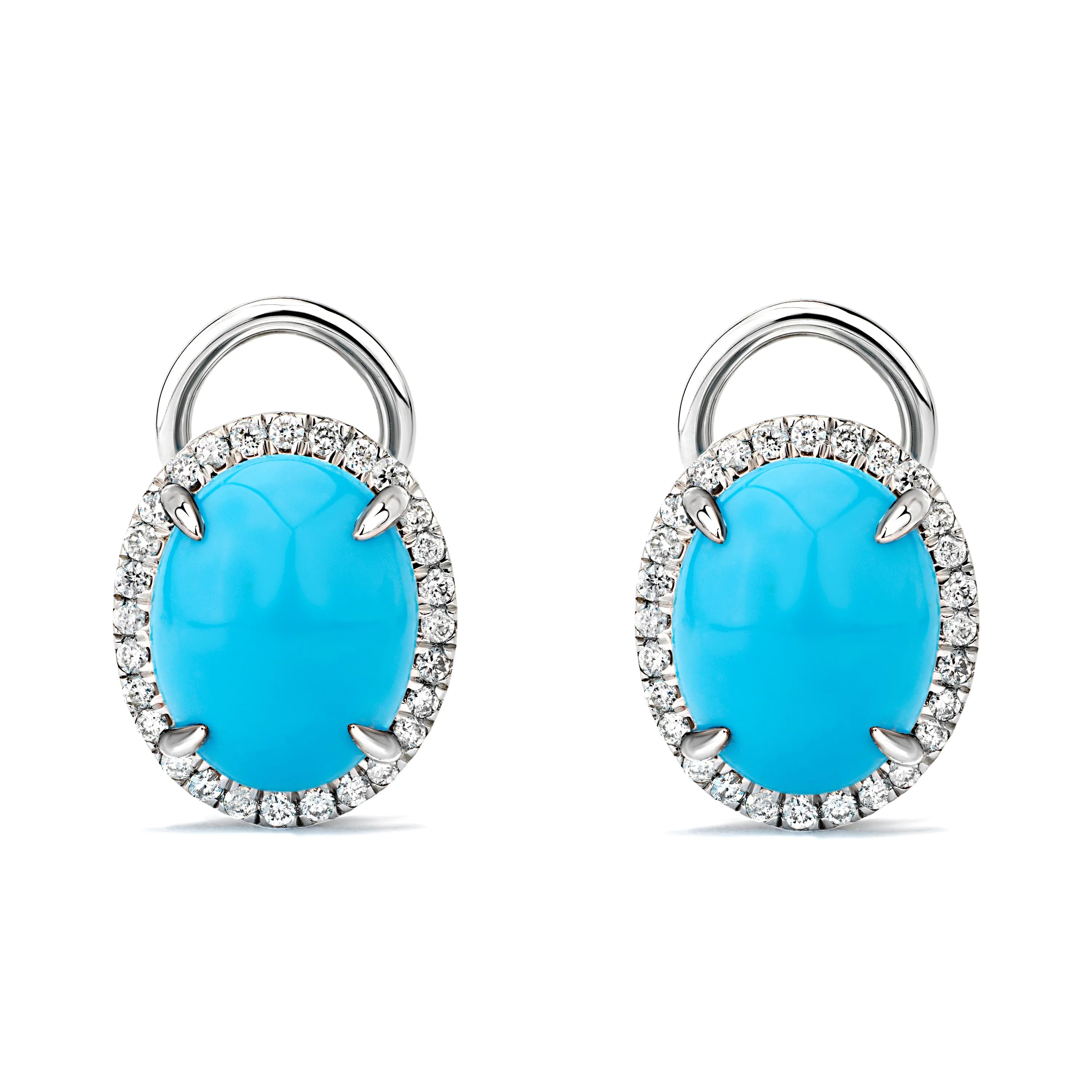 14K Yellow Gold Kimmie Turquoise Earrings with Diamond Halo Setting