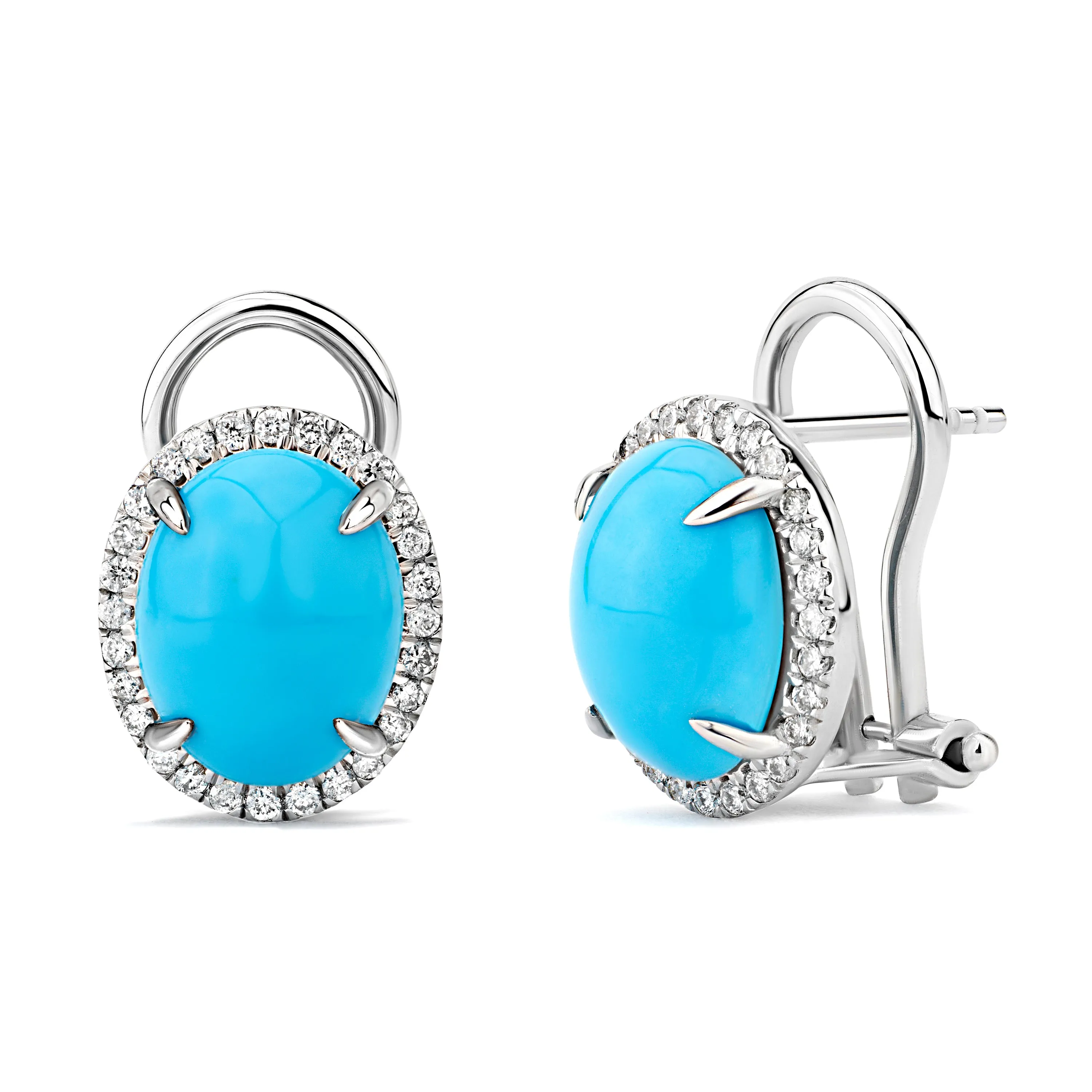 14K Yellow Gold Kimmie Turquoise Earrings with Diamond Halo Setting
