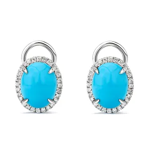 14K Yellow Gold Kimmie Turquoise Earrings with Diamond Halo Setting