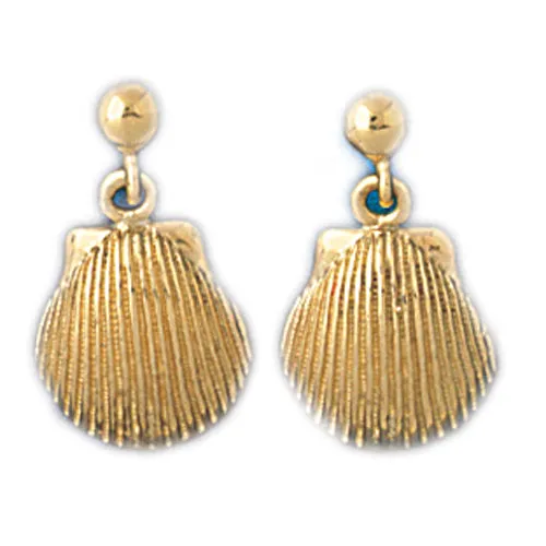 14k Yellow Gold Shell Dangle Earrings