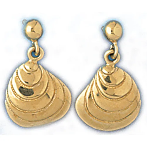 14k Yellow Gold Shell Dangle Earrings