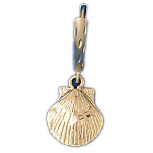 14k Yellow Gold Shell Leverback Dangle Earrings