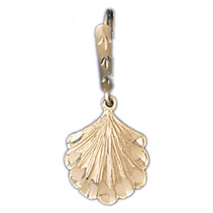 14k Yellow Gold Shell Leverback Dangle Earrings
