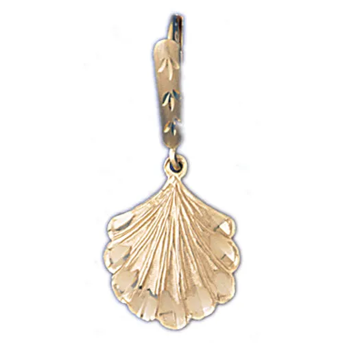 14k Yellow Gold Shell Leverback Dangle Earrings