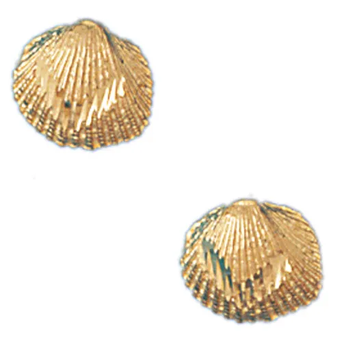 14k Yellow Gold Shell Stud Earrings