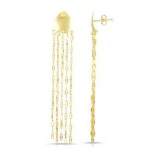 14K Yellow Gold Shiny Chandelier Tassel Earring