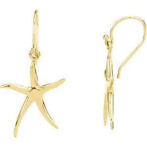 14k Yellow Gold Starfish Earrings