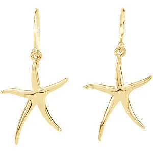 14k Yellow Gold Starfish Earrings