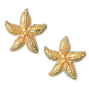 14k Yellow Gold Starfish Stud Earrings