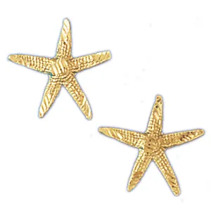 14k Yellow Gold Starfish Stud Earrings