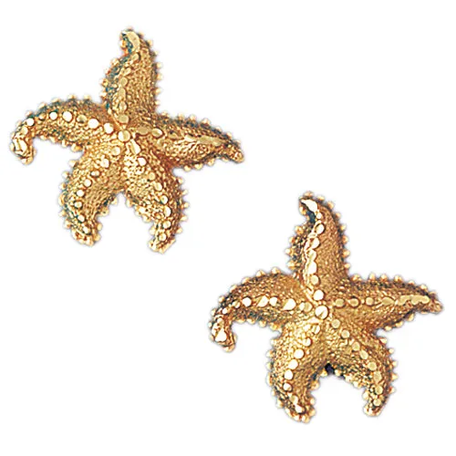 14k Yellow Gold Starfish Stud Earrings