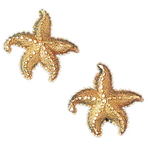 14k Yellow Gold Starfish Stud Earrings