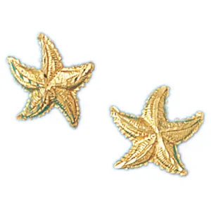 14k Yellow Gold Starfish Stud Earrings