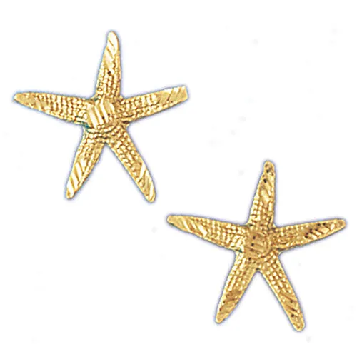 14k Yellow Gold Starfish Stud Earrings