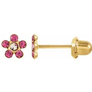 14K Yellow Imitation Crystal October Birthstone Piercing Earrings