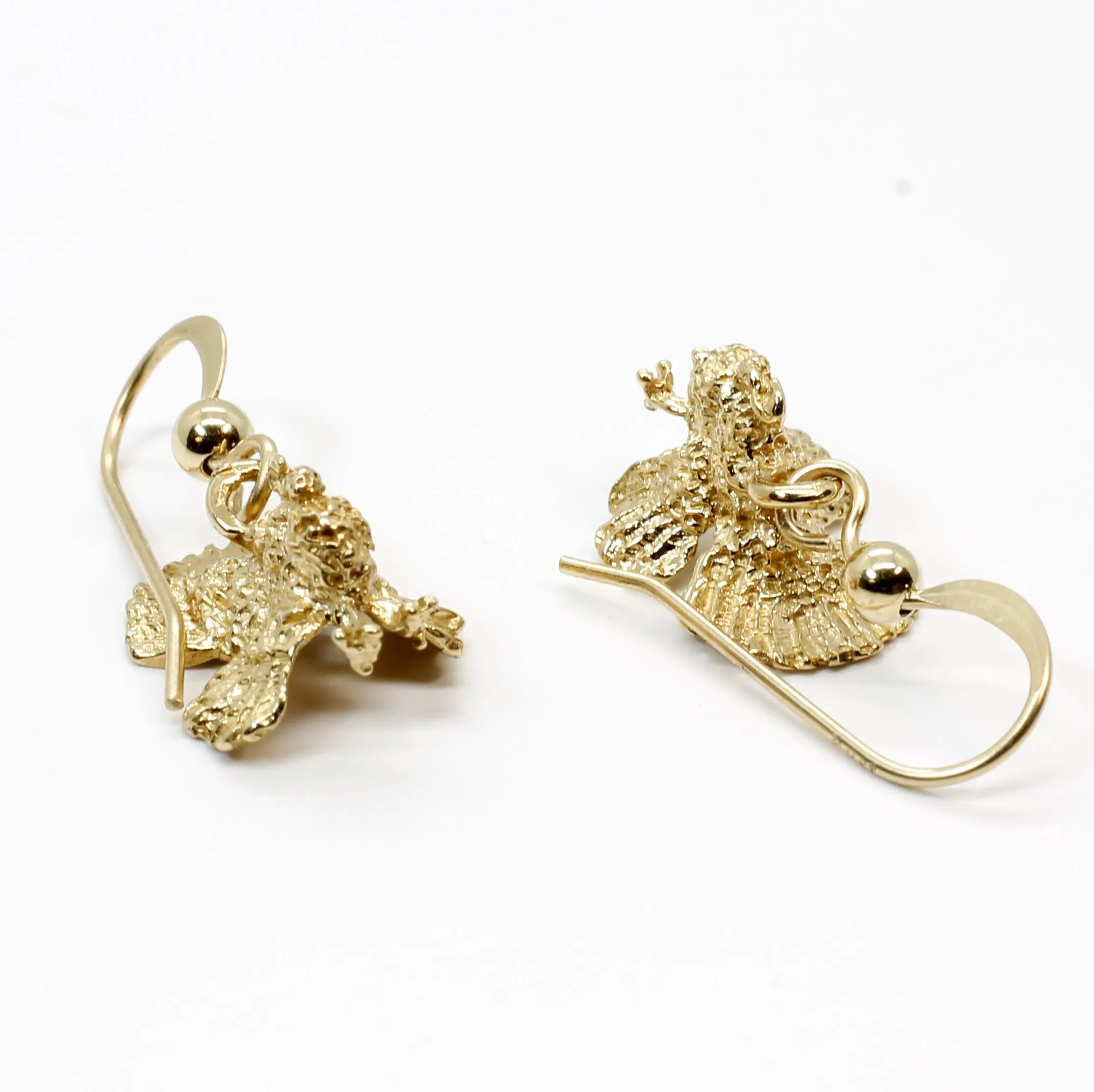 14kt Gold Turkey Earrings Thanksgiving gift for her
