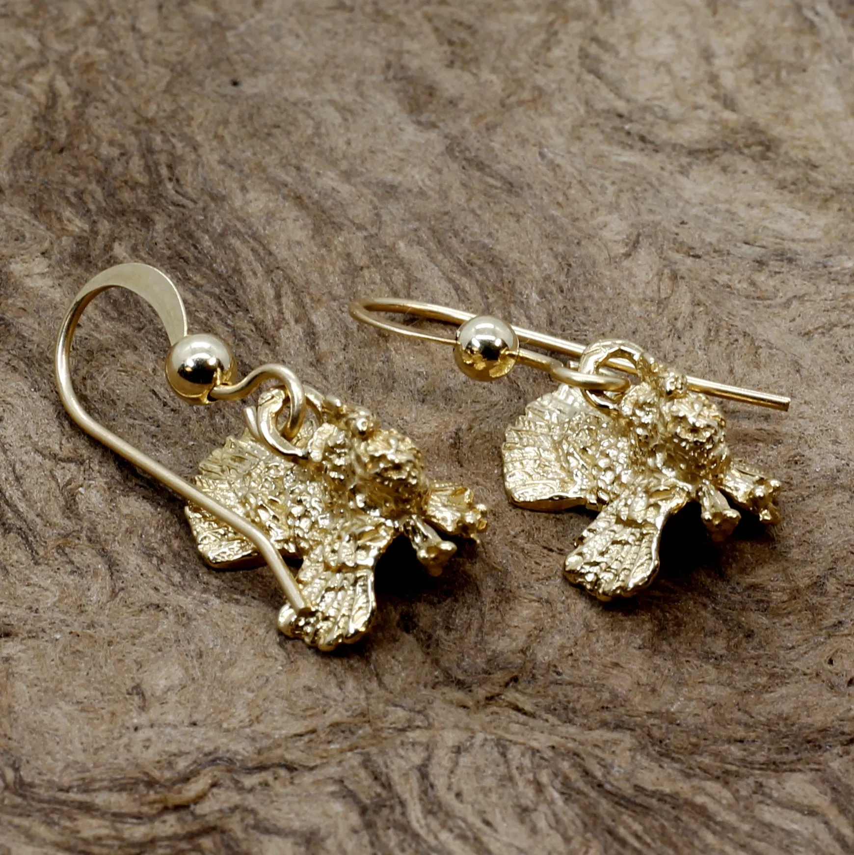 14kt Gold Turkey Earrings Thanksgiving gift for her