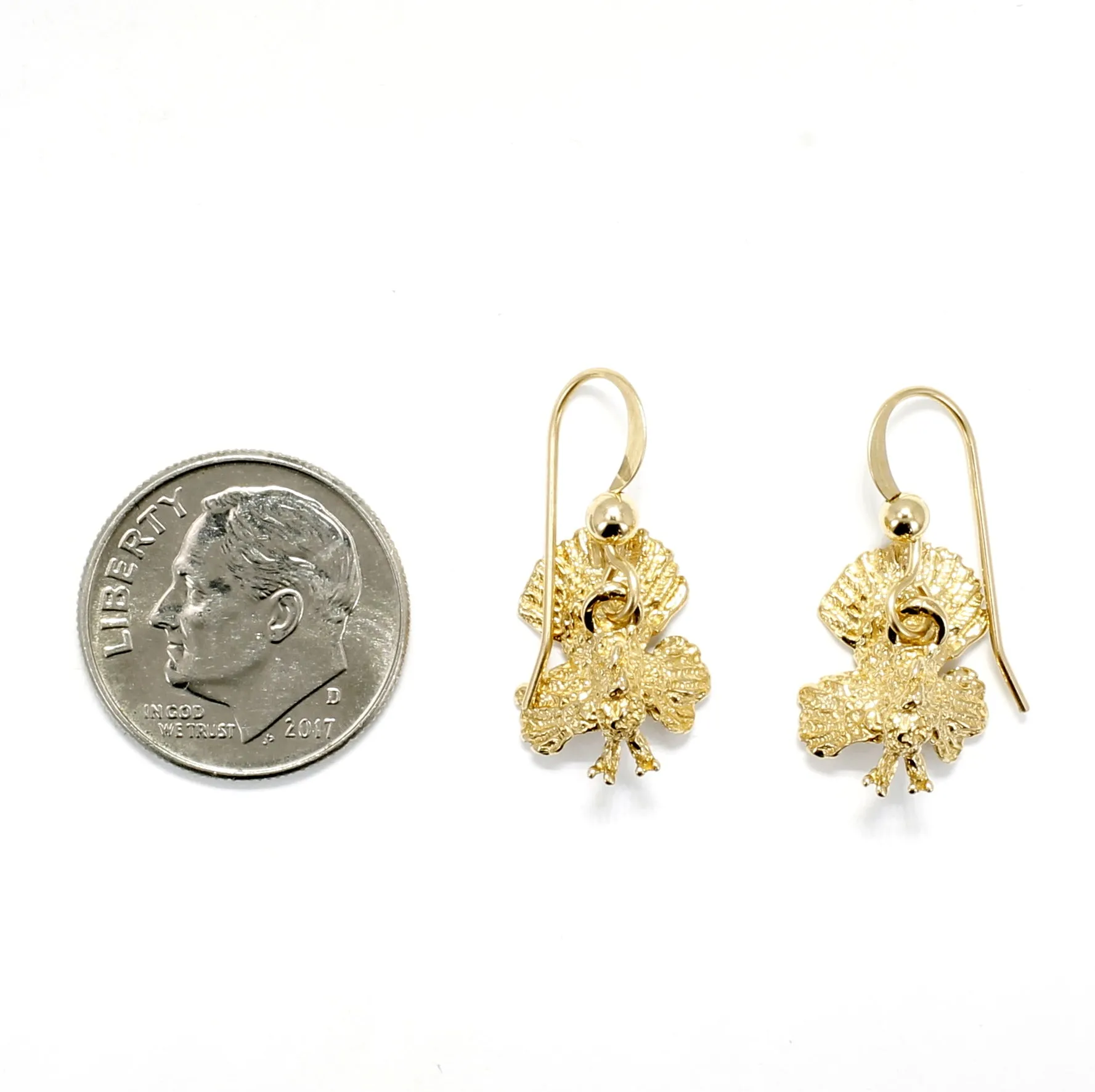 14kt Gold Turkey Earrings Thanksgiving gift for her