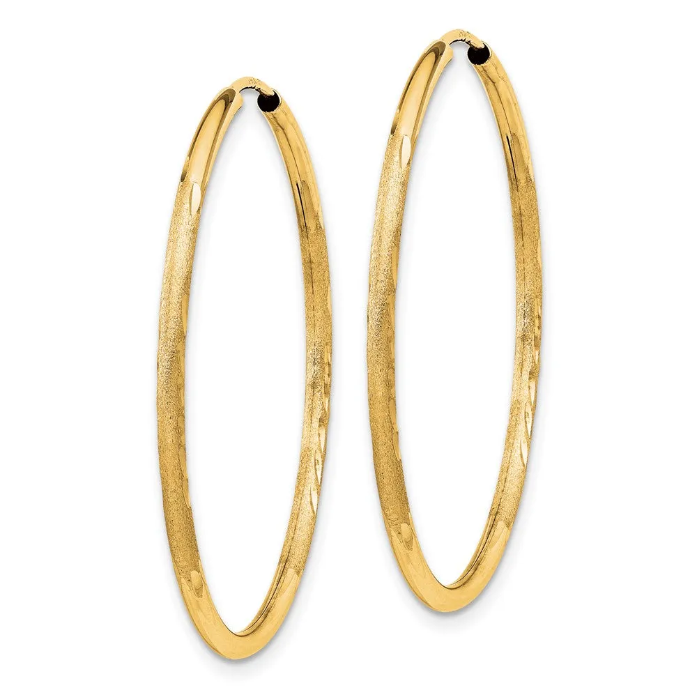 14KT Yellow Gold 30X1.5MM Diamond-cut Hoop Earrings