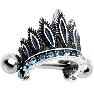 16 Gauge 1/4 Aqua Blue Tribal Headdress Helix Cuff Cartilage Earring