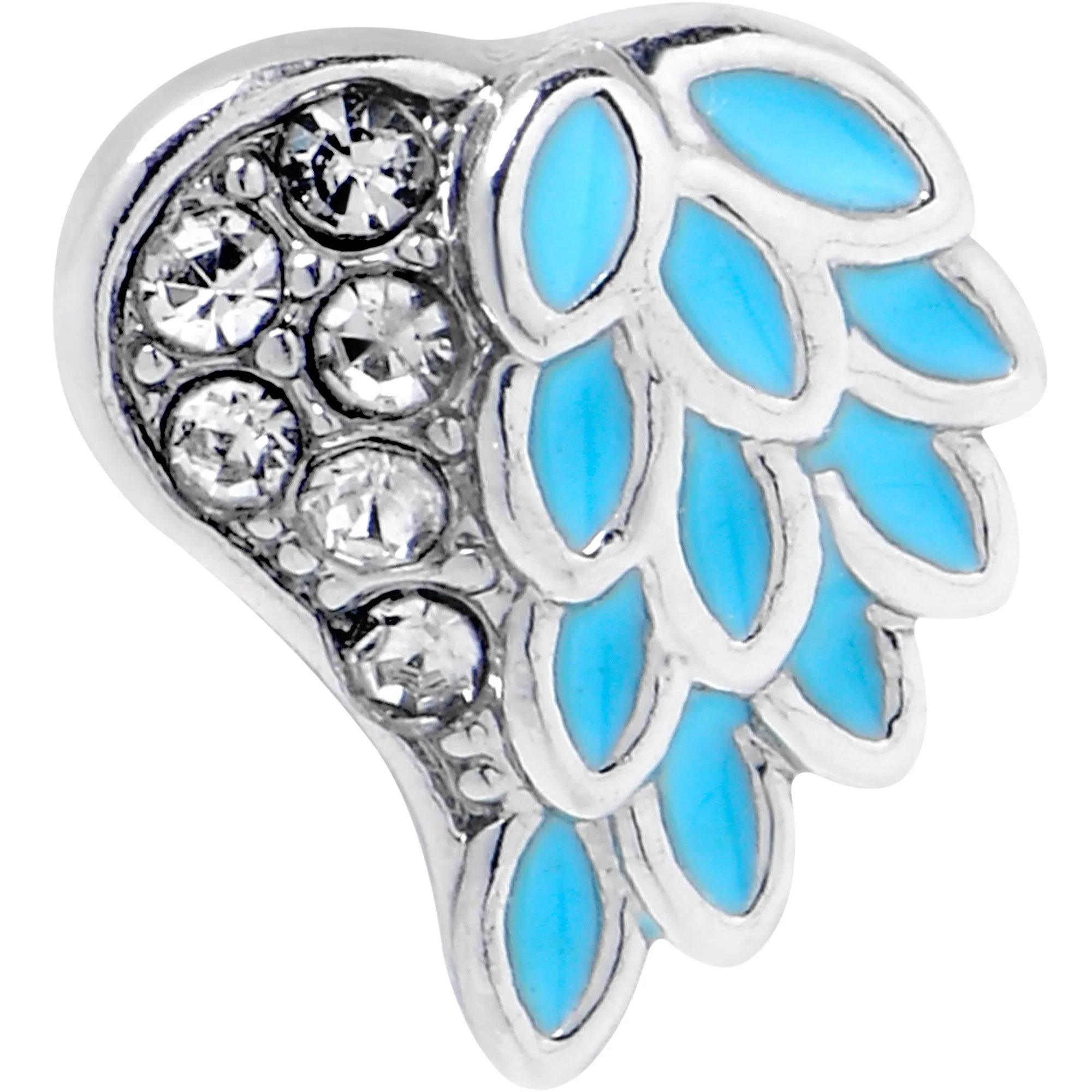 16 Gauge 1/4 Clear Gem Heavenly Heart Angel Wing Blue Cartilage Earring