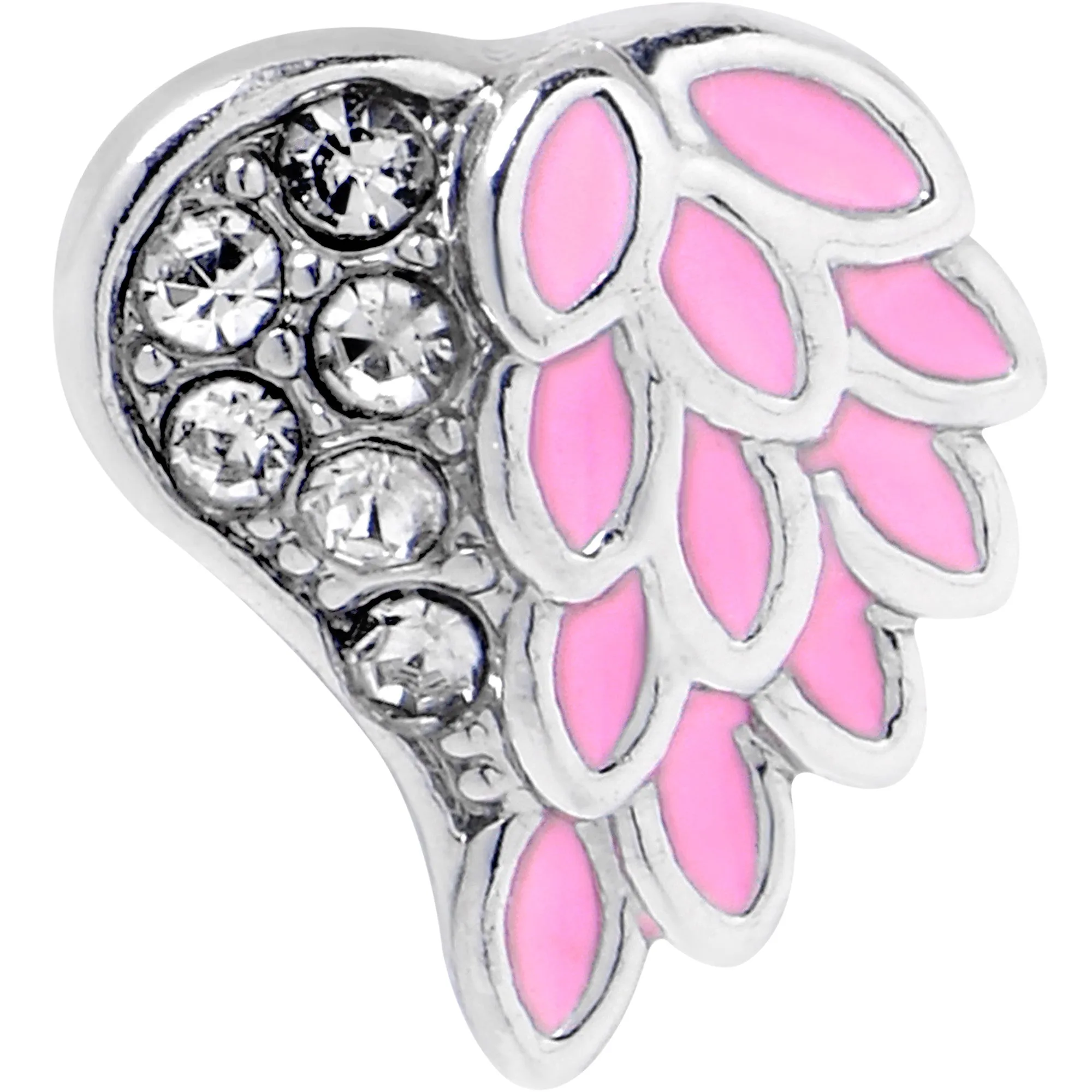 16 Gauge 1/4 Clear Gem Heavenly Heart Angel Wing Pink Cartilage Earring