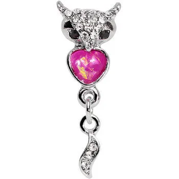 16 Gauge 1/4 Pink Faux Opal Heart of an Owl Dangle Cartilage Earring