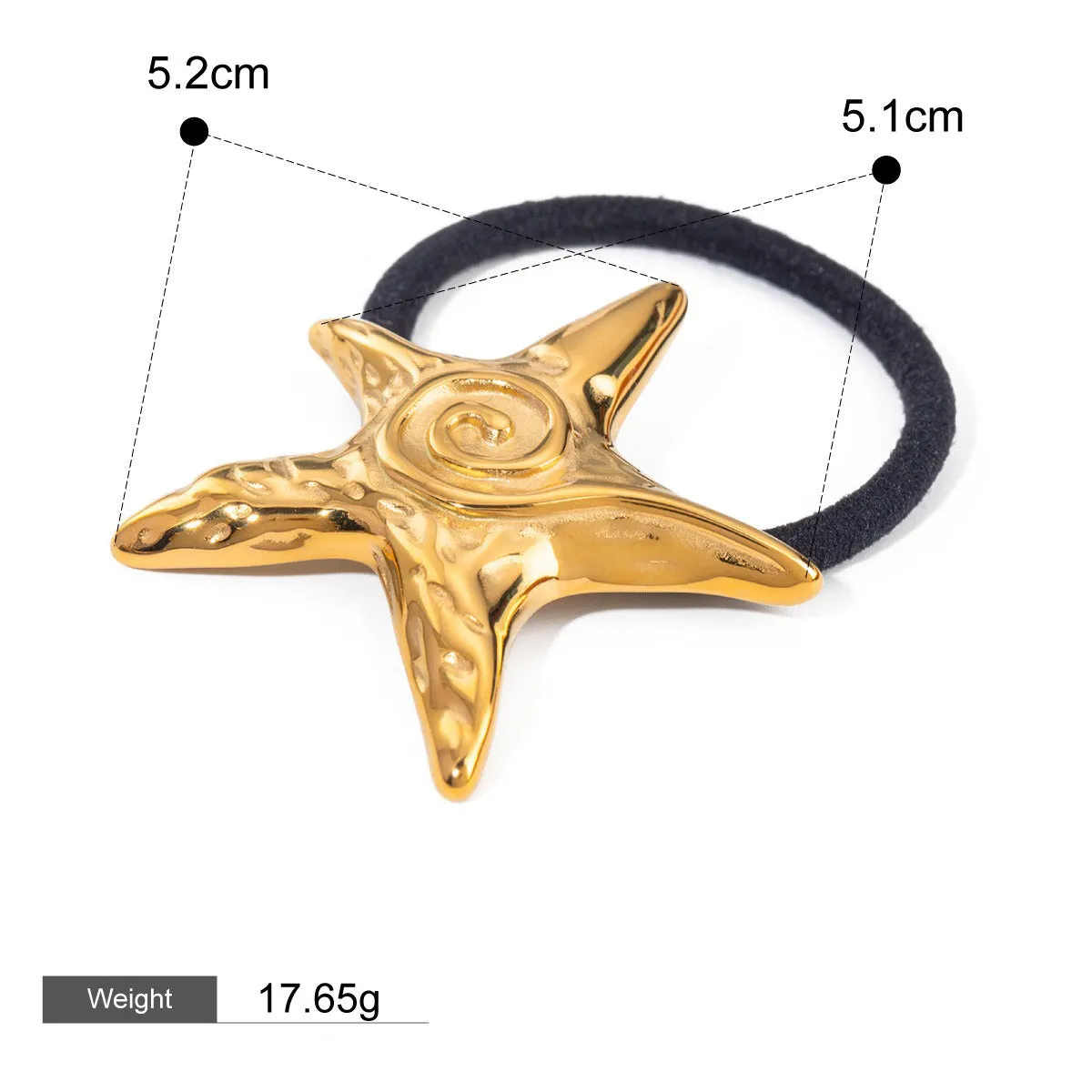 18K gold exquisite noble starfish shape with texture design beach style hair accessories necklace ring earrings set