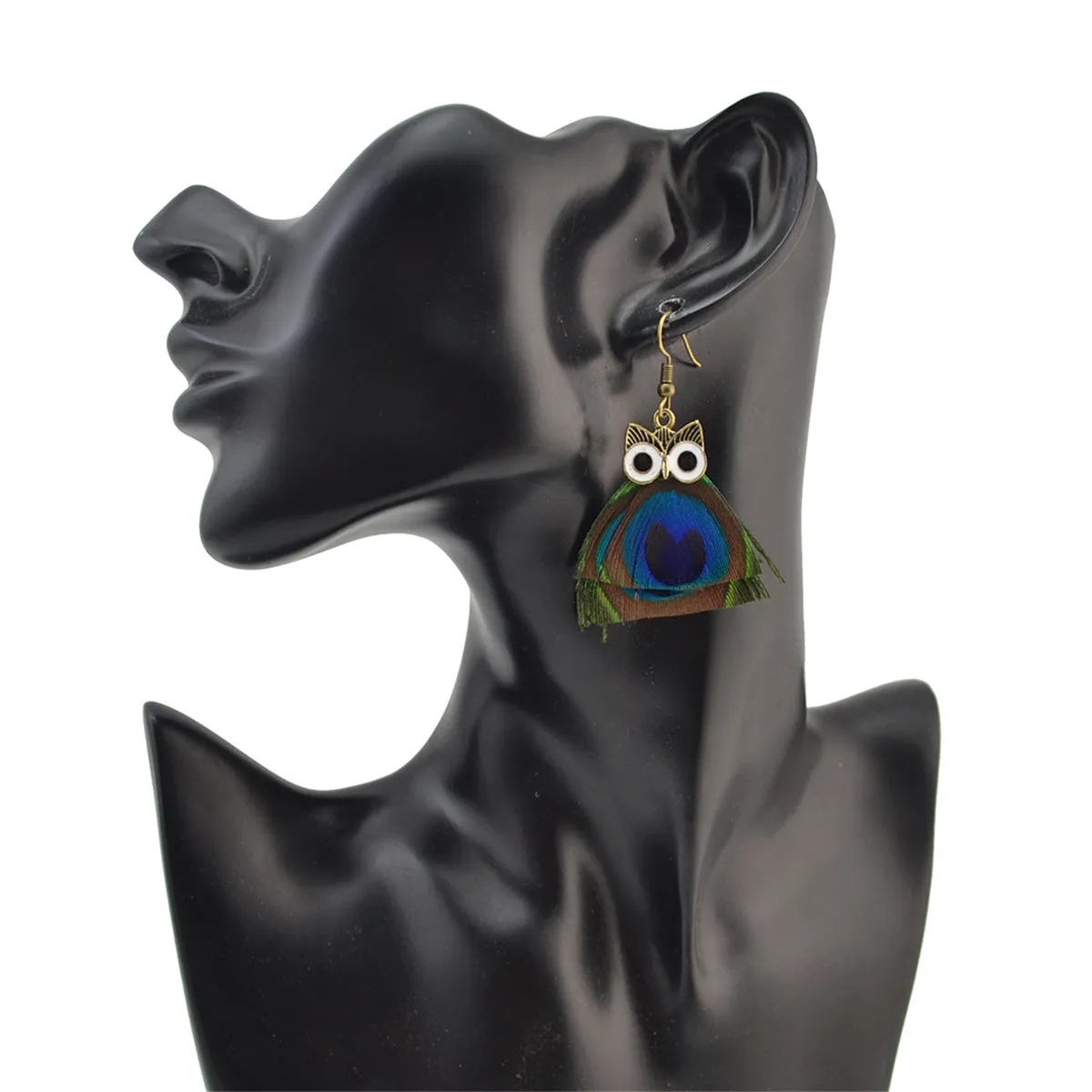 18K Gold-Plated Owl & Feather Drop Earrings