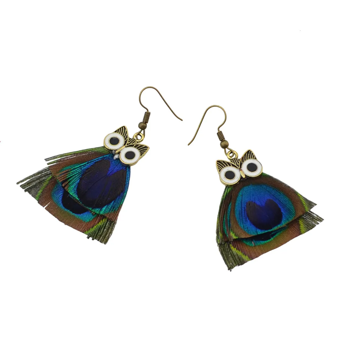 18K Gold-Plated Owl & Feather Drop Earrings