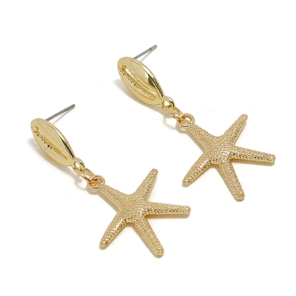 18K Gold-Plated Shell & Starfish Drop Earrings