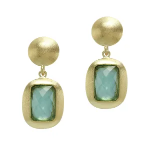 18K Yellow Gold Plated "Mosaic" Blue Crystal Earrings