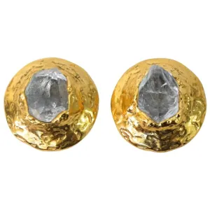 1970s Yves Saint Laurent Raw Quartz Clip Earrings