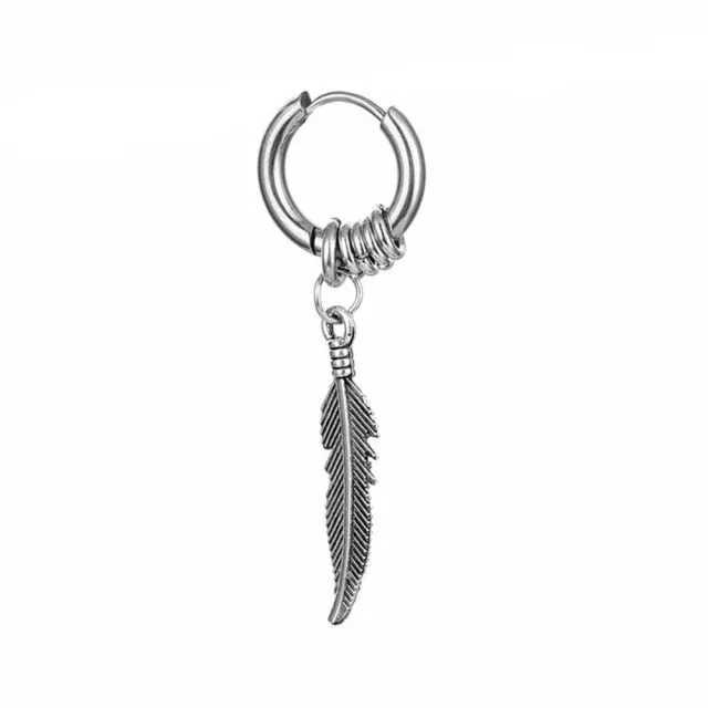 1PC Fashion Feather Pendant Hoop Earrings