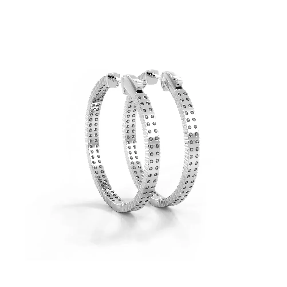 2.0 ctw. Double Row Inside Out Diamond Hoop Earrings Classic Shared Prong