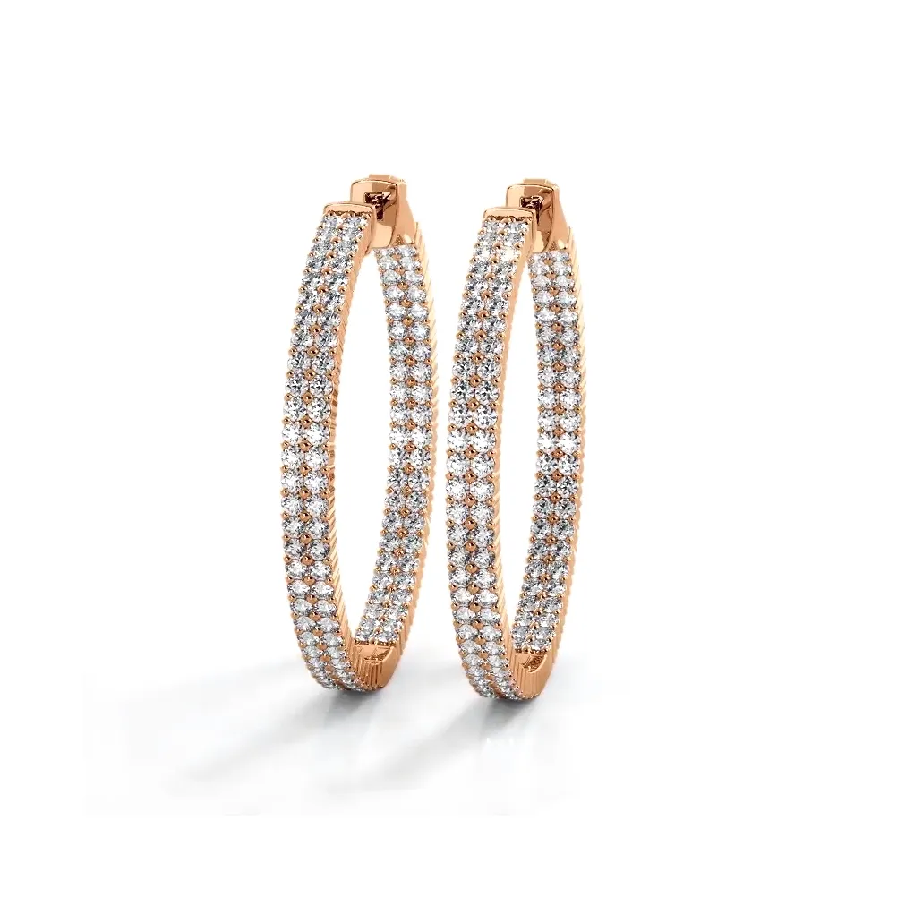 2.0 ctw. Double Row Inside Out Diamond Hoop Earrings Classic Shared Prong