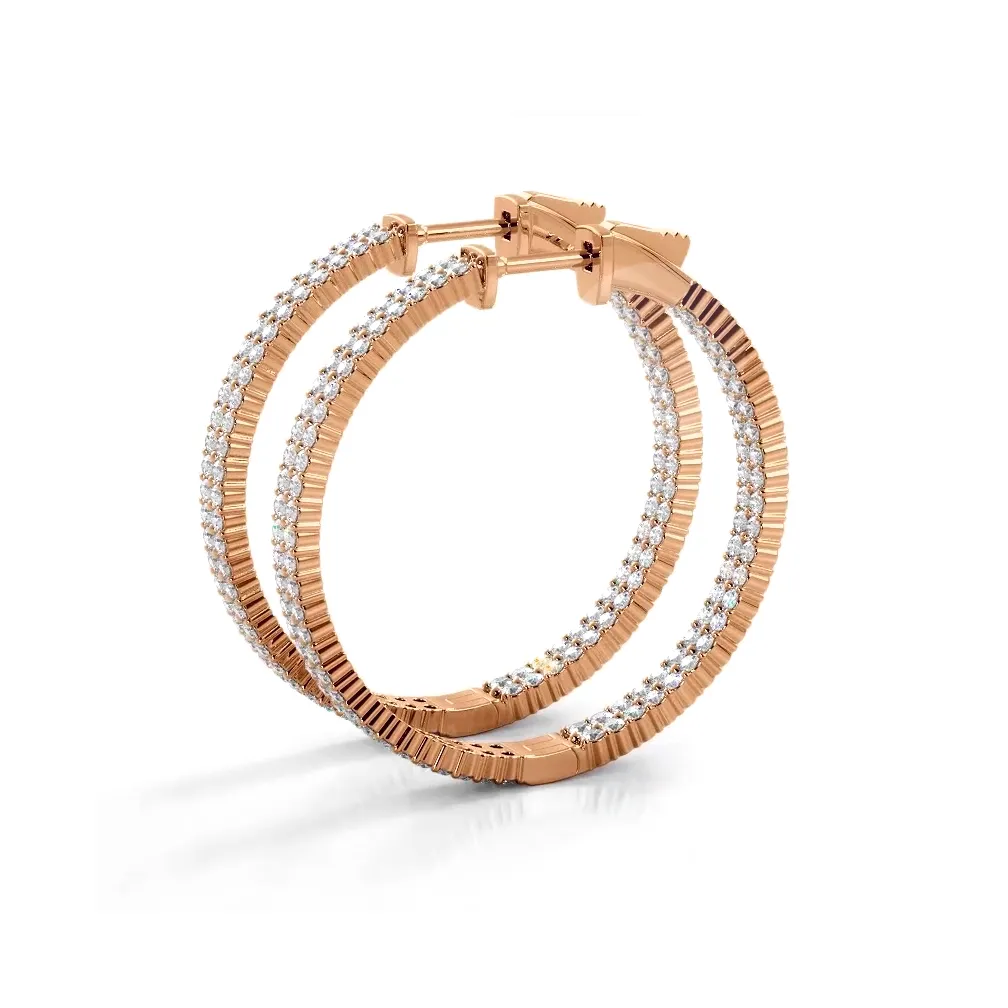 2.0 ctw. Double Row Inside Out Diamond Hoop Earrings Classic Shared Prong