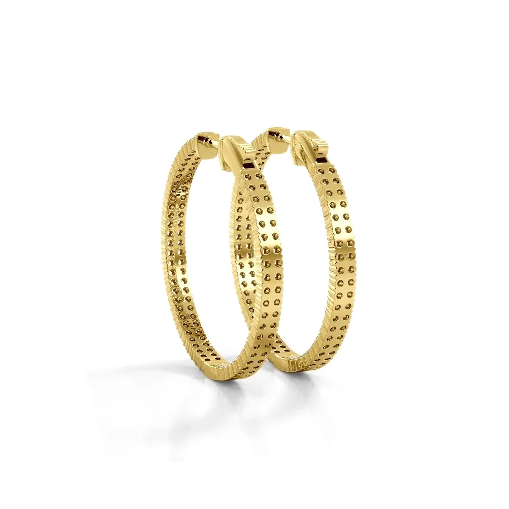 2.0 ctw. Double Row Inside Out Diamond Hoop Earrings Classic Shared Prong