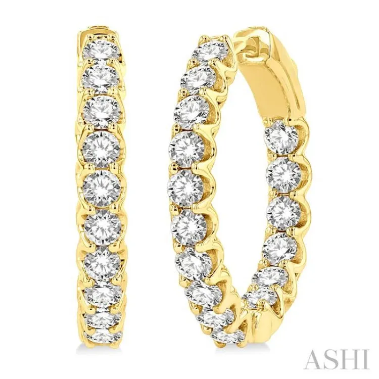 2.00 ctw Inside-Out Round Cut Diamond Hoop Earrings in 14K Yellow Gold