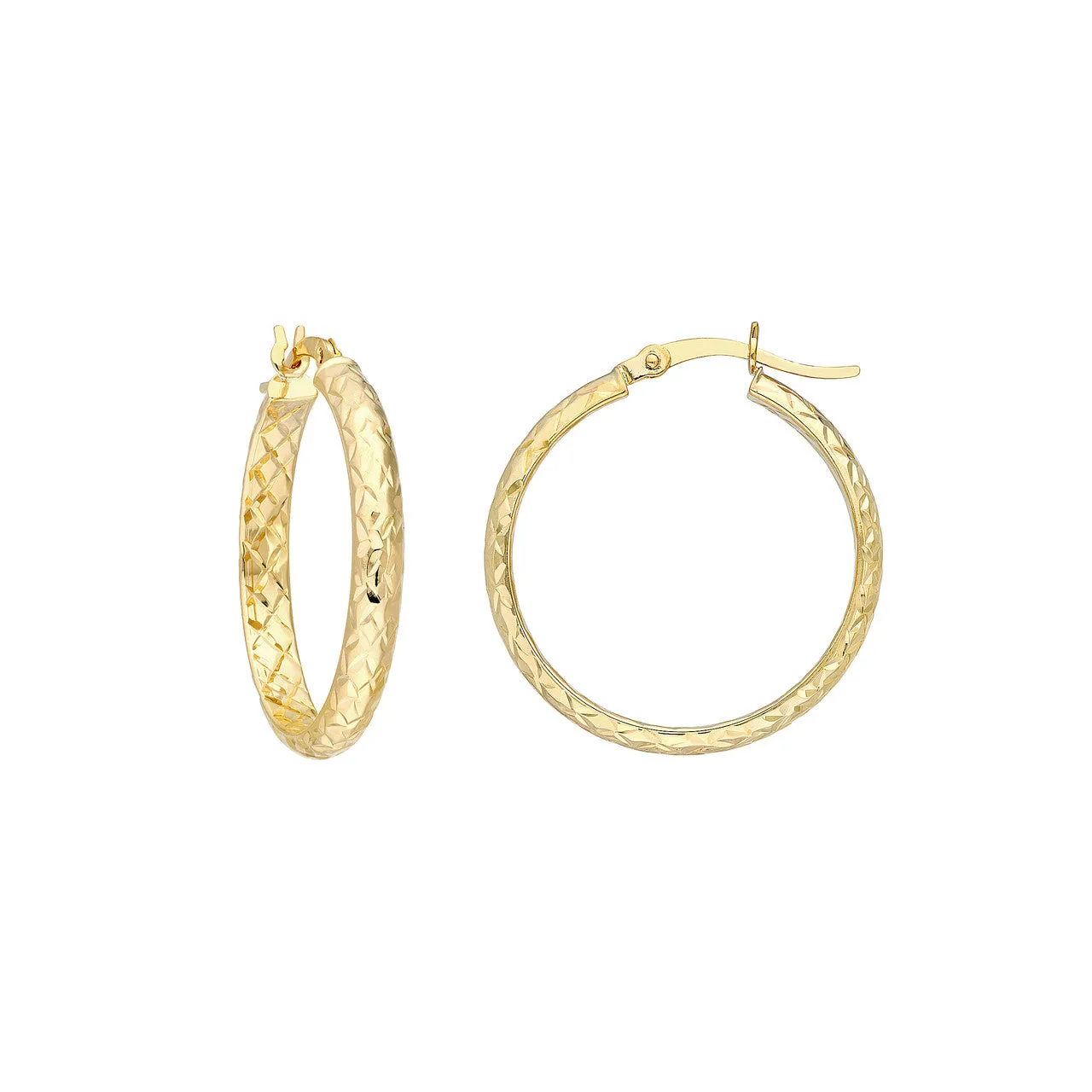 25mm x 3mm Diamond-Cut Hoop Earrings