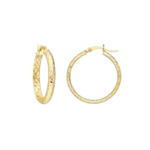25mm x 3mm Diamond-Cut Hoop Earrings